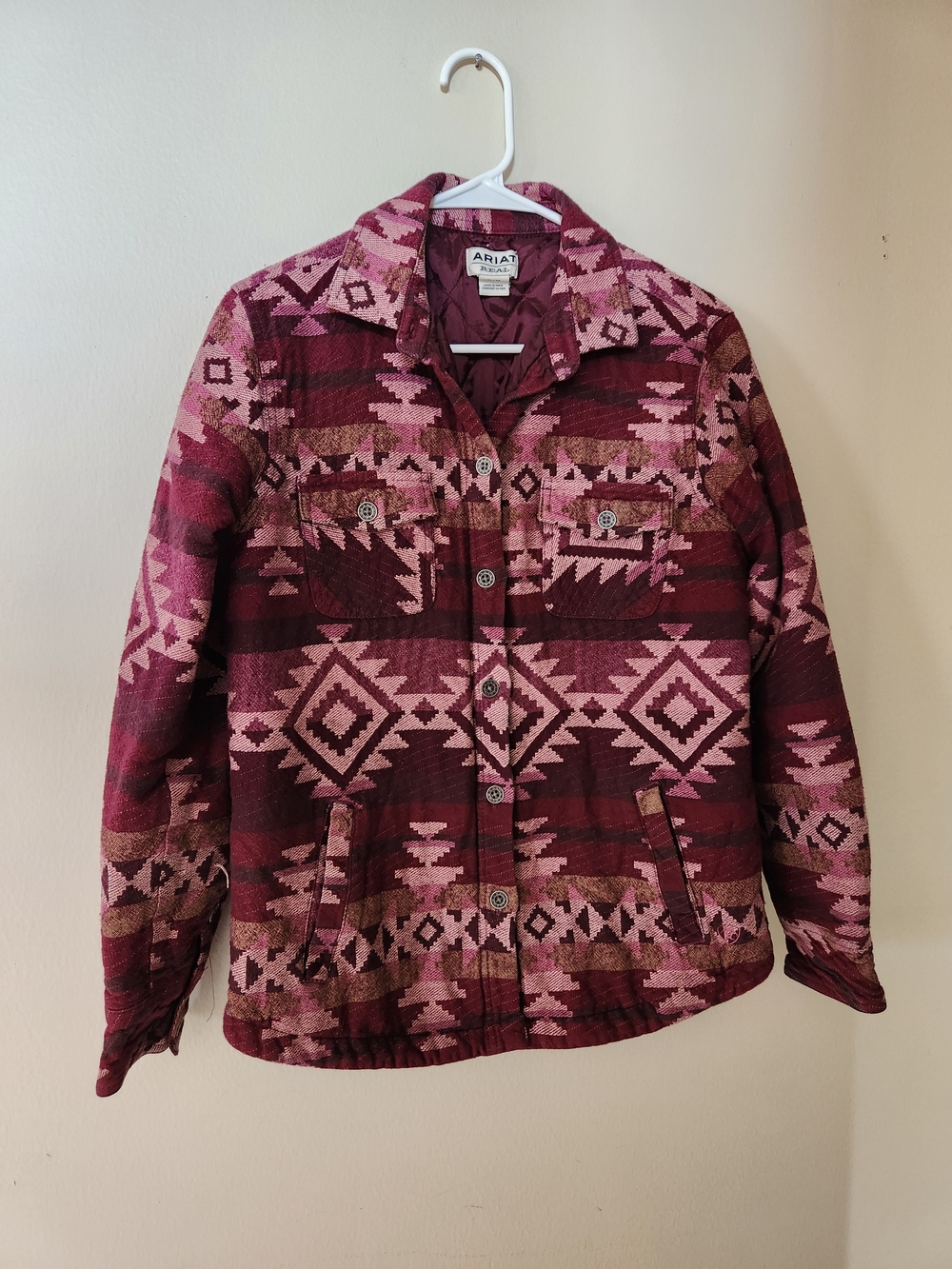 Ariat Women's Burgundy & Pink Aztec Quilted Utility Jacket